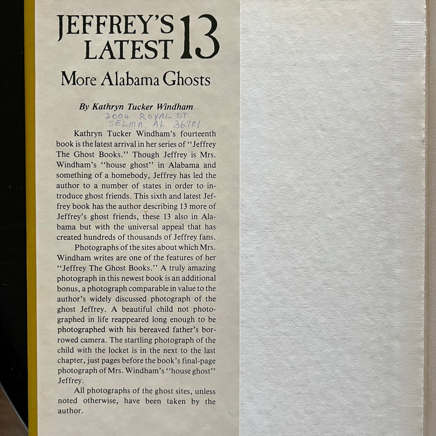 Jeffrey's Latest 13- More Alabama Ghosts, Book by Kathryn Tucker Windham