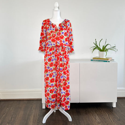 1970's Vassarette Vintage Poppy Maxi Dress