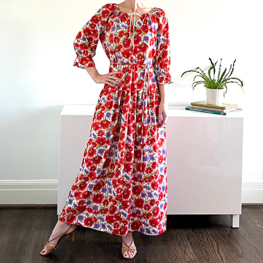 1970's Vassarette Vintage Poppy Maxi Dress