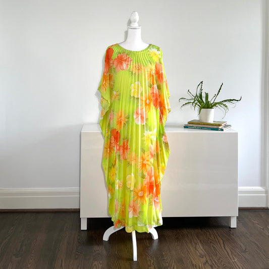 Vintage Hawaiian Palms Hibiscus Caftan