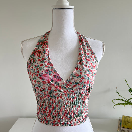 1980's City Girl Floral Halter Top