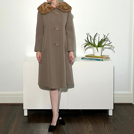 1960's Forstmann Fur Collar Dress Coat